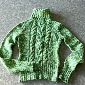 Turtleneck sweater wool/cashmere blend, green, small
